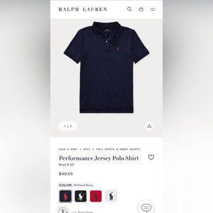 Navy Performance Jersey Polo Shirt for Boys